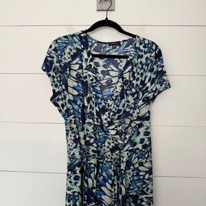 Cocomo Women’s 1X Blue Patterned Stretchy Dress Plus Size Maxi